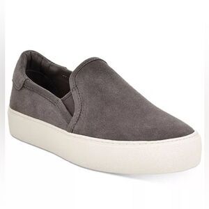 UGG Jass Gray Suede Platform Sneakers Sz 8.5 Slip On Casual